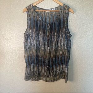 Liz Claiborne Southwestern Romantic Sheer Bohemian Blouse Women’s XL Retro Y2K